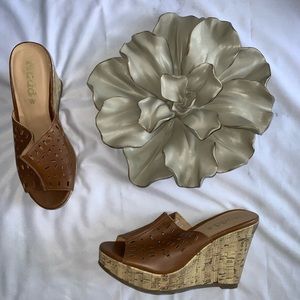 Tan MUDD Cork Wedges